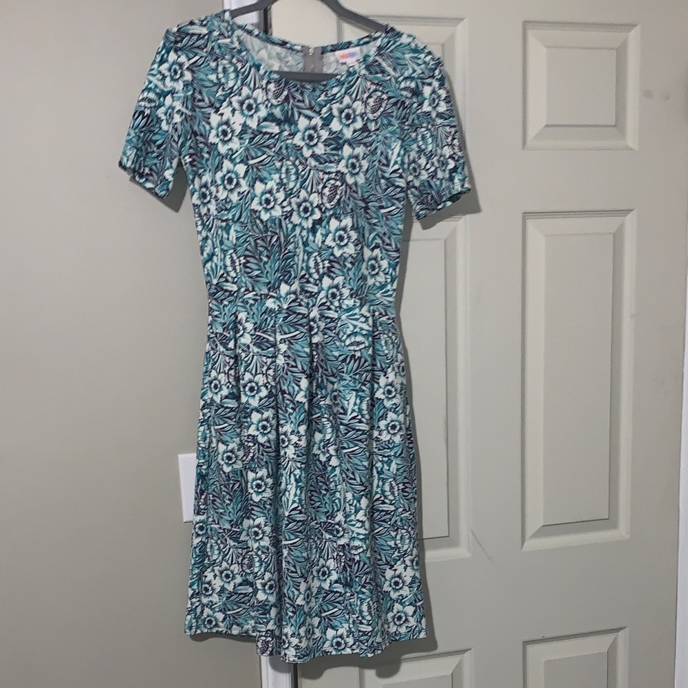 LuLaRoe Amelia Teal Floral Midi Dress